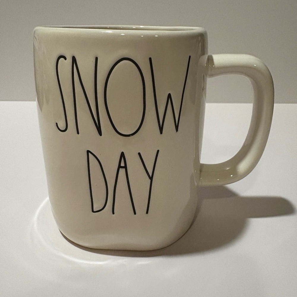 Rae Dunn Artisan Collection by Magenta-SNOW DAY Written on Cup in Rae Dunn Style